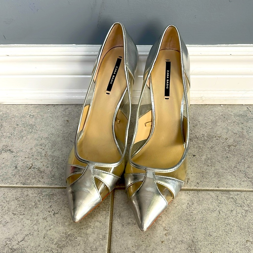 Silver Zara Stilettos, size 39 - Picture 1 of 2